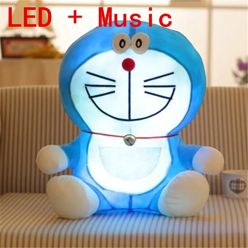 25cm Stand By Me Doraemon Plush toy Kawayi colourful LED musice Cat Anime Plush doll Kids