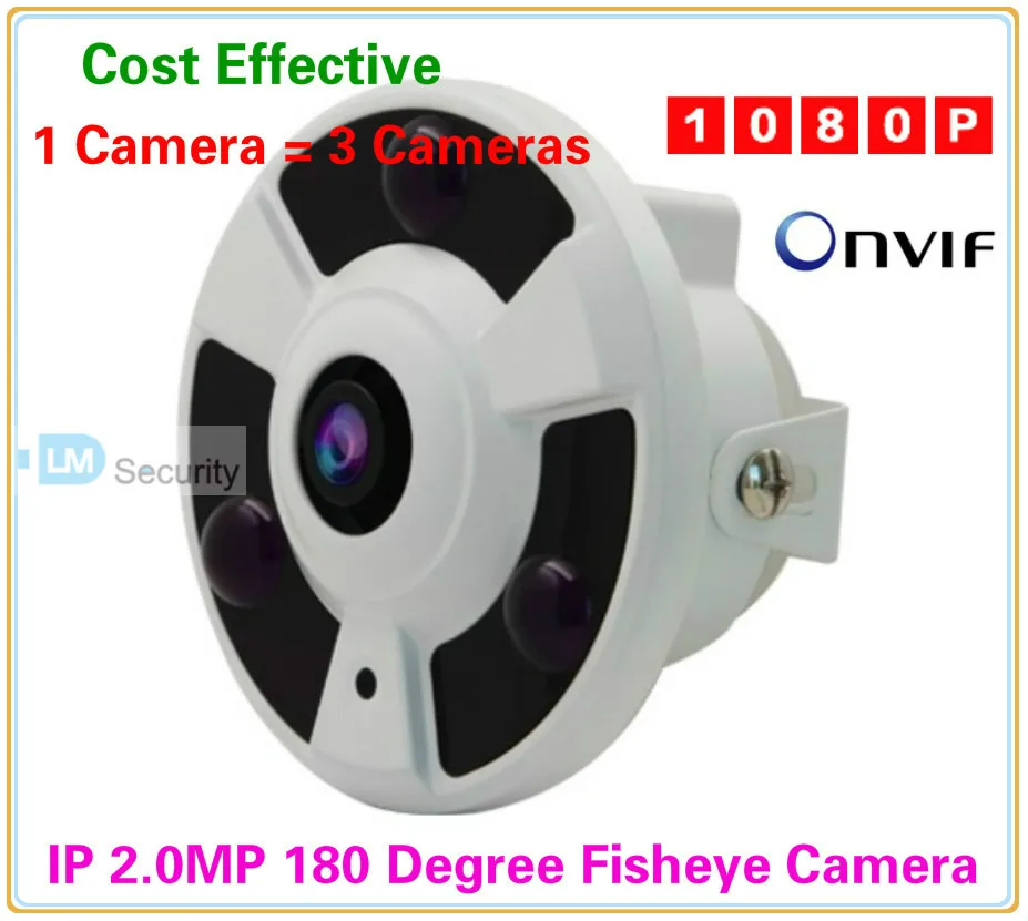 Fisheye IP Camera 1080P Full HD fisheye 3.0 megapixel lens 180 Degree