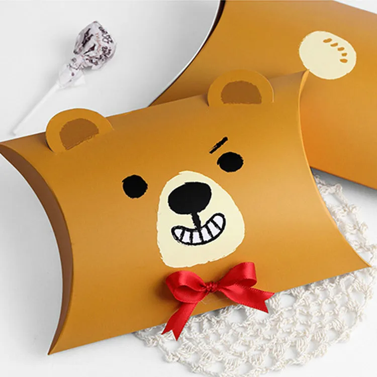 

20 Pcs Candy Box Baby Shower Small Gift Boxes Wedding Party Favors Bear Yellow Duck Chocolate Cookie Kraft Paper Gift Bag Kids