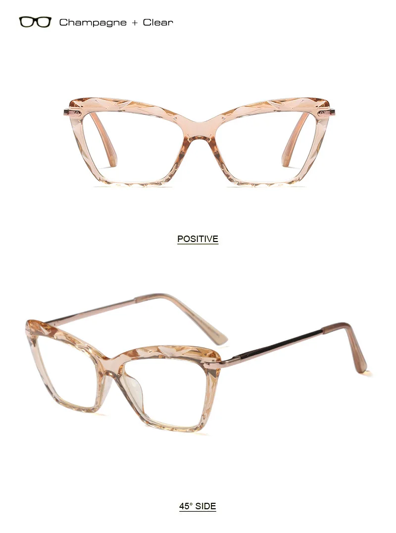 SHAUNA, весенние петли, уникальные граненые оправы для очков, женские прозрачные очки кошачий глаз, UV400