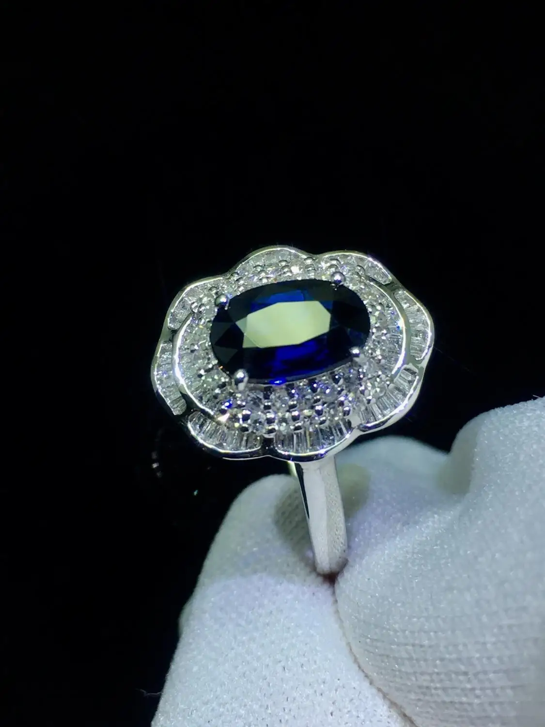 Ювелирные изделия из сапфира кольцо натуральный 1.22ct драгоценный камень синий