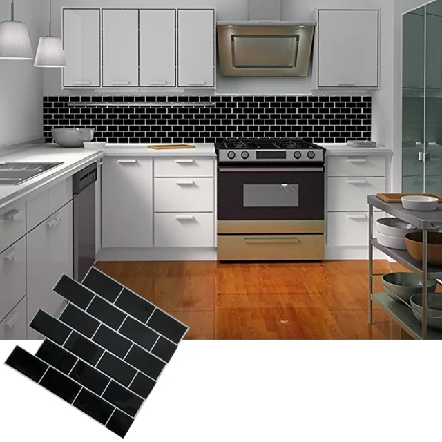 Self Adhesive L And Stick Black Subway Tile Backsplash Mosaic Self Adhesive L And Stick Black Subway Tile Backsplash Mosaic Wall Decal Sticker Diy Kitchen