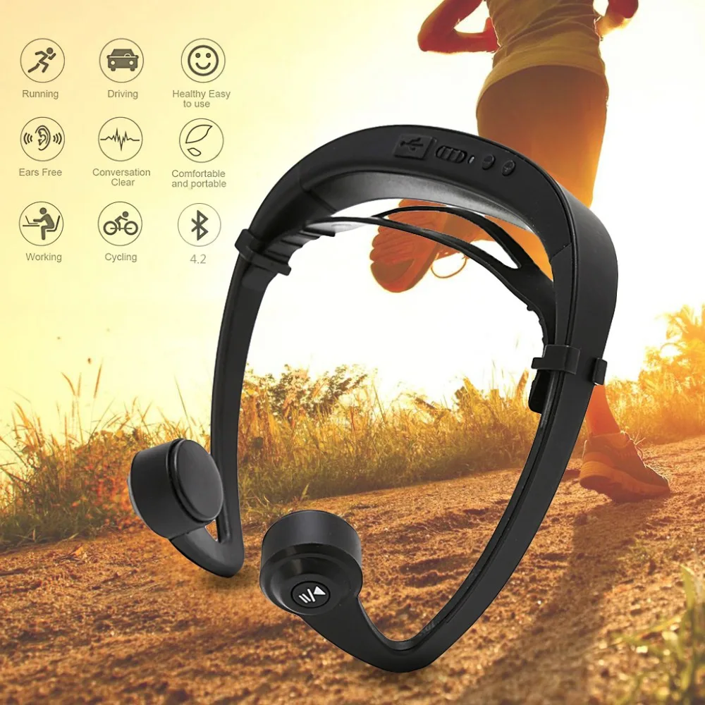 V9 Ear Hook Bone Conduction Bluetooth 4 2 Sports font b Headphone b font Headset With