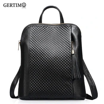 Luxury 100 %Real Soft Genuine Leather Women Summer Small Backpacks School Bag Travel Bags Tassel Backpack For School Rucksack 100% genuine real crocodile belly skin women backpack bag matt alligator skin small lady backpack daily bag strap top handles
