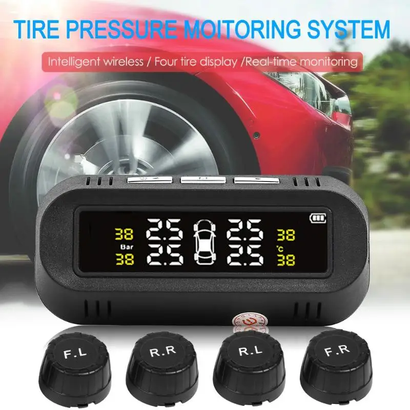 C68 USB + Solar Car TPMS монитор давления в шинах температурная система предупреждения с 4