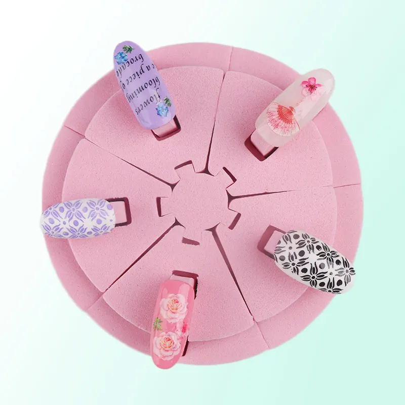 

Pink Sponge Practice Nail Art Tips Dismountable Display Stand Fake Nail Holder