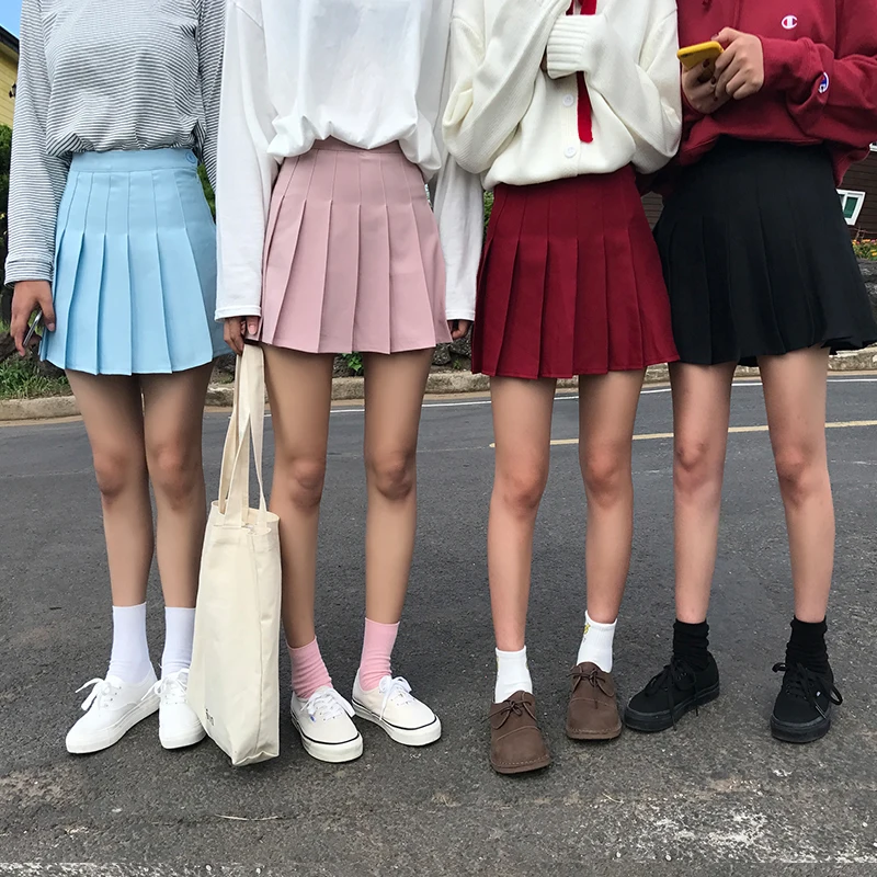 Summer American School Style Fashion Women Elegant Pleated Mini Skirts