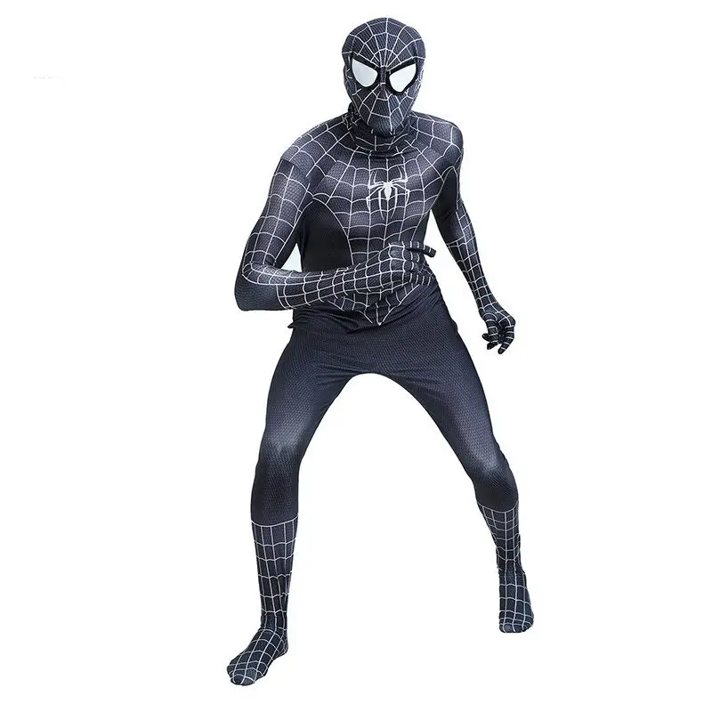 Черный костюм Человека-паука, костюм для косплея, одежда для взрослых и детей на Хэллоуин, вечерние костюмы зентай