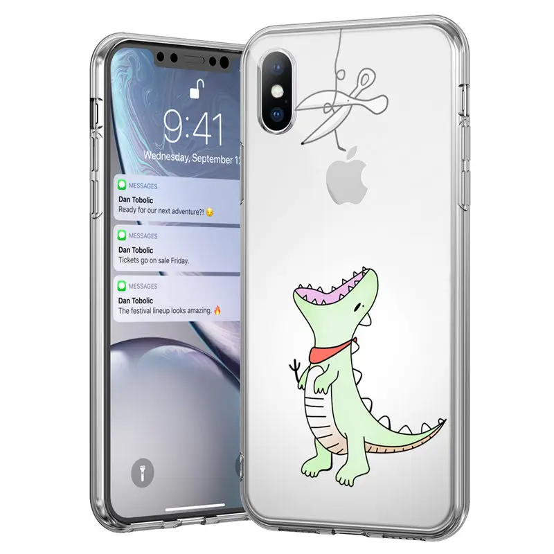 Чехол Ottwn для iPhone X, чехол для iPhone 6, 6s, 7, 8 Plus, XR, XS Max, 5, 5S, SE, 11Pro, Max, забавное животное, динозавр, мягкий чехол для телефона, прозрачный чехол - Цвет: 2638