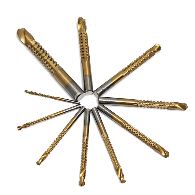 10Pcs/set Titanium Coated HSS High Speed Steel Saw Drill Bit Set Cutter Tools Woodworking Hole Saw Drill Bits Power Tools 3-13mm