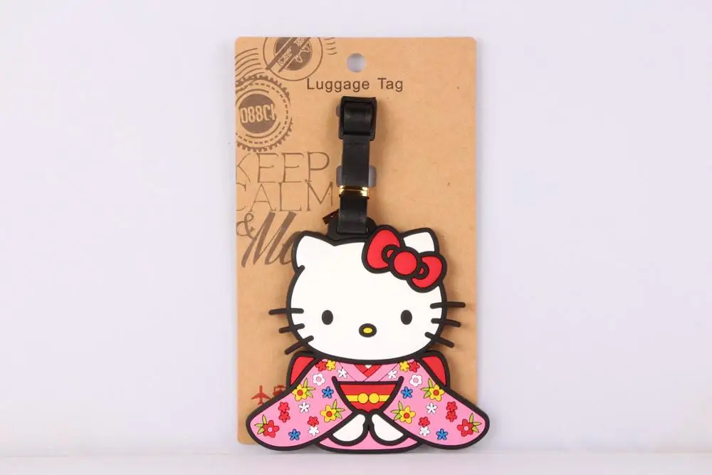 1 шт. hello kitty ПВХ сумка Подвеска путешествия Имя тег Новинка игрушки - Цвет: Оранжевый