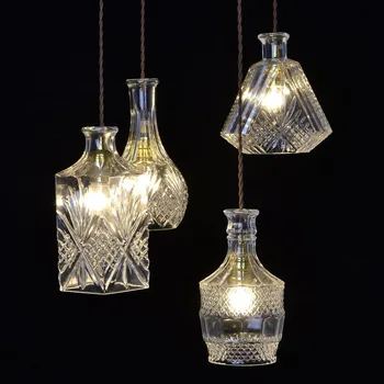 

Creative Arts personalized retro chandelier lighting led Restaurant Cafe Bar loft lighting glass bottle chandelier