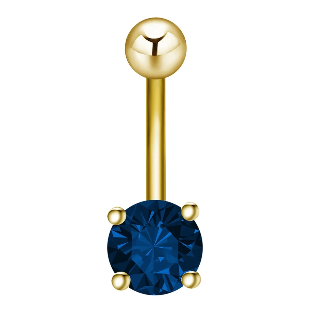 Sapphire 18k Gold Zircon Blue Belly Button Rings Body Piercing Navel Sexy Jewellery Women Bijoux Piercing Wholesale Blucome