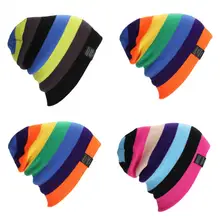 Женские шапки бини вязаные шапки Skullies зимние шапки хип-хоп Уличная Лыжная Спортивная Радужная вязаная шапка Новинка