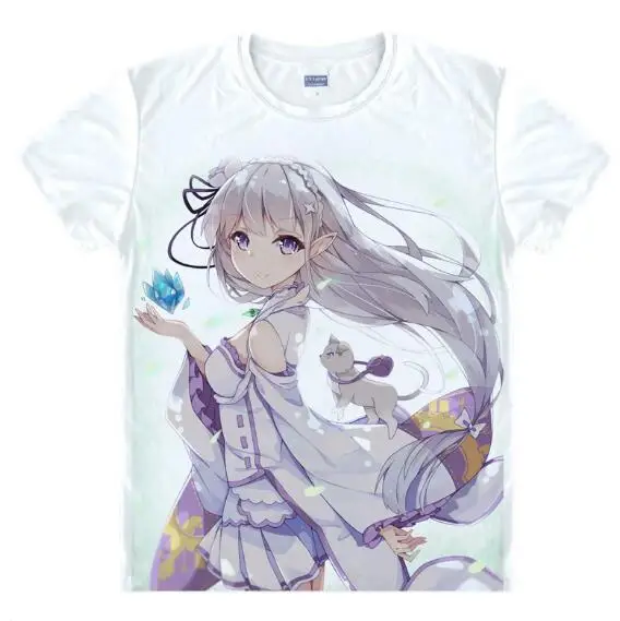 Много стилей для мужчин и женщин Re: Zero kara Hajimeru Isekai Seikatsu футболка аниме Emilia Rem