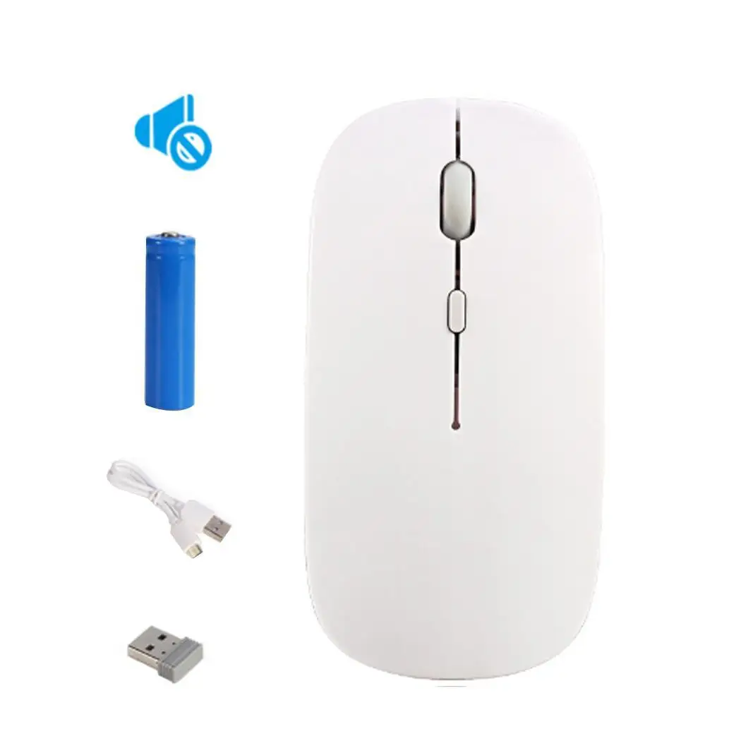 

2.4G Wireless Mouse Ultra-thin Silent USB Rechargeable Mouse with 1200 (dpi) 6 mA Battery up to 10 meters