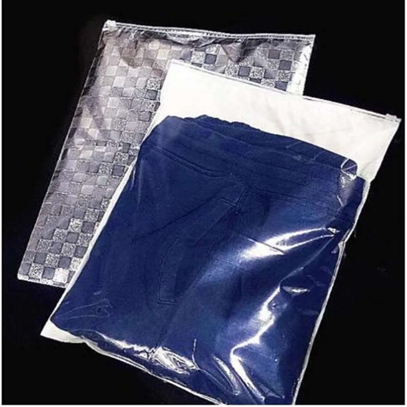 Lattice Clear Aluminium Foil Bag Large Size Travel Zipper Lock Foil