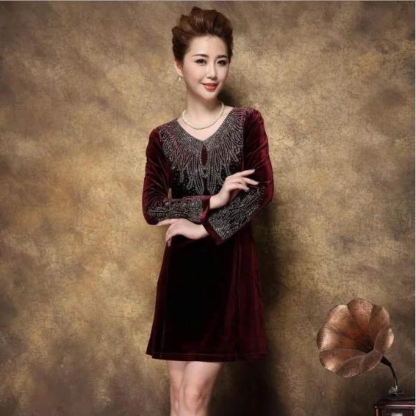 Модное Элегантное платье для свадебной вечеринки Vestido De Festa Осеннее бархатное с