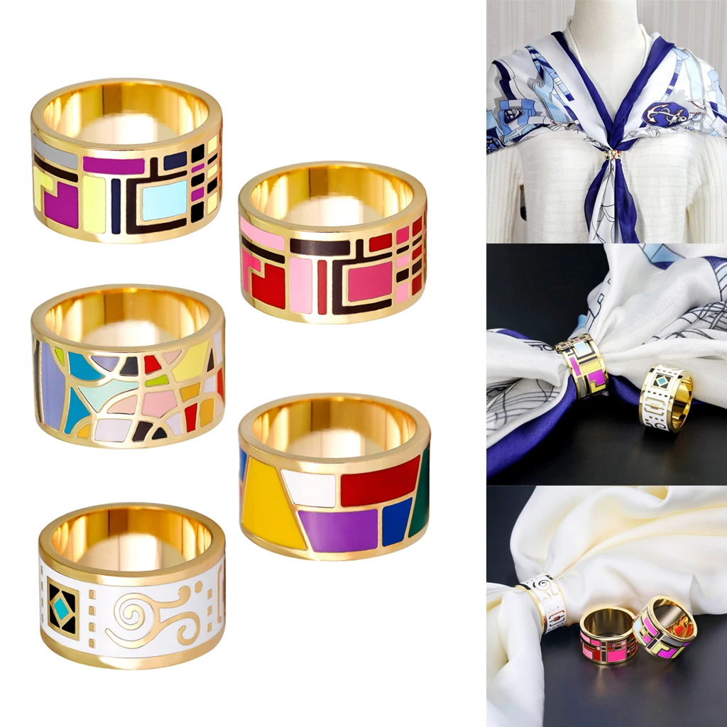 

Fancy Enamel Stainless Steel Shawl Clip Tube Buckle Brooch 2 In 1 Scarf Fasten