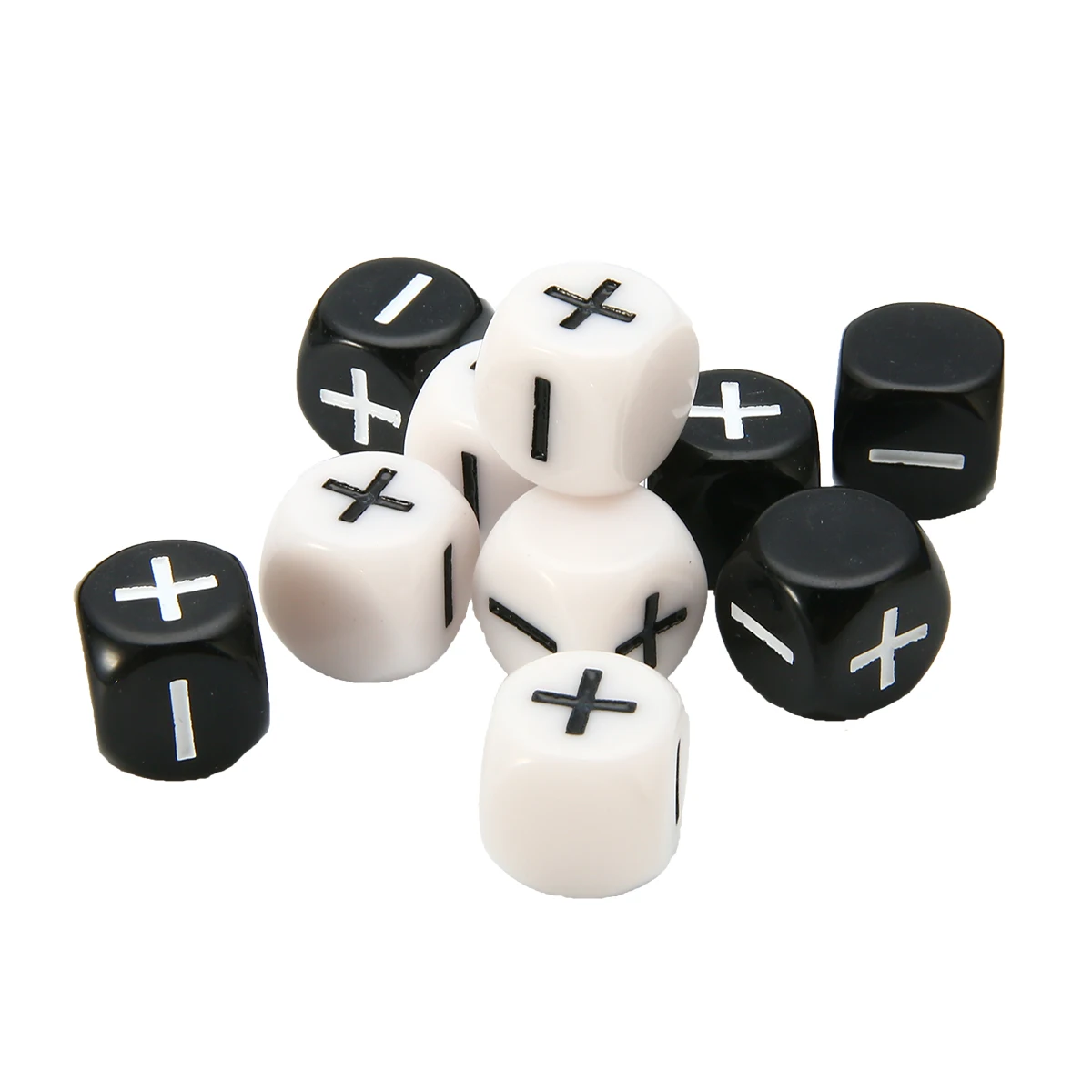 

10Pcs Black + White 6-sided Dice Minus Plus 16mm For Party Bar School Outdoor Family Table Board Funny RPG Games Accessory