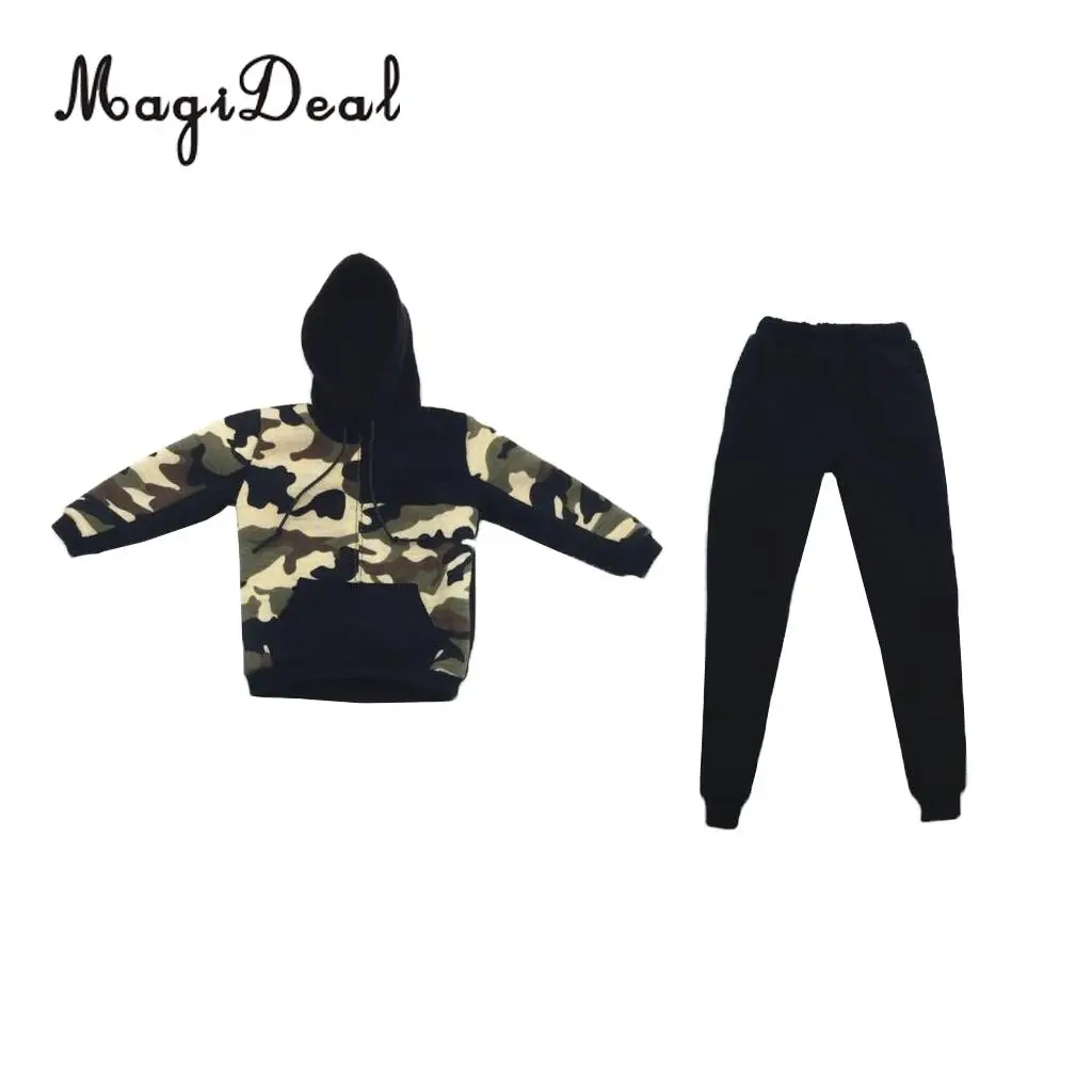 MagiDeal 1/6 Scale Male Doll Top Hoodie Hooded Pullover Trousers Outfits for 12inch   Dragon Action Figure