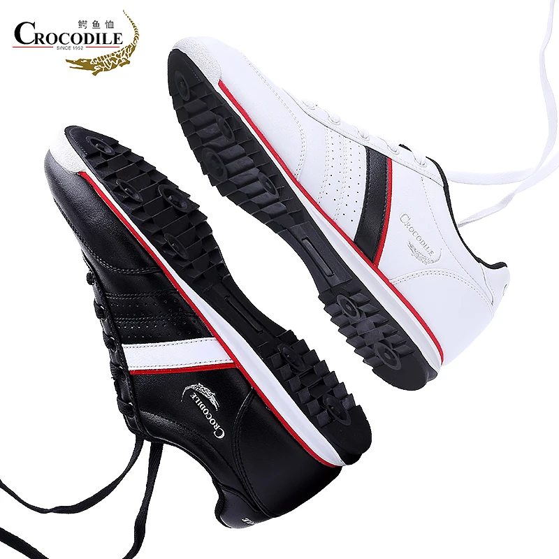 Skup Crocodile męskie buty do biegania wodoodporne sportowe obuwie skórzane męskie buty do biegania sportowe tenisówki męskie off Black White