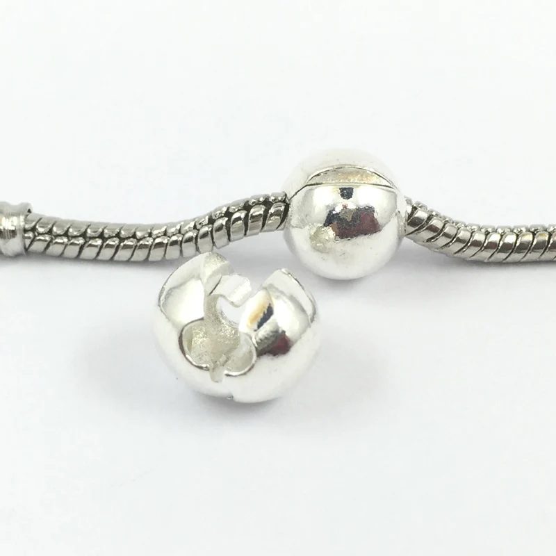 

Silver Plated Round Clips Locks Beads Stopper Bead Charms European Beads Fit Pandora Bracelets & Bangles DIY Jewelry