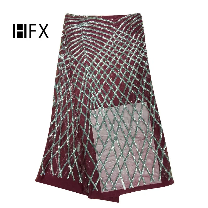 

HFX Latest French Lace Embroidered High Quality Lace Nigeria African Wedding Dress Tulle Lace Sequin Net Lace Fabric 2019 X1705