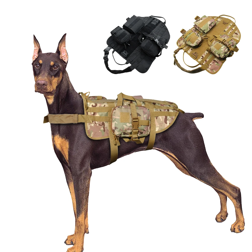 

Dog Harness Military Tactical Pet K9 Working Dog Molle Vest Nylon Adjustable For Medium Large Dogs Training German Shepherd M-XL