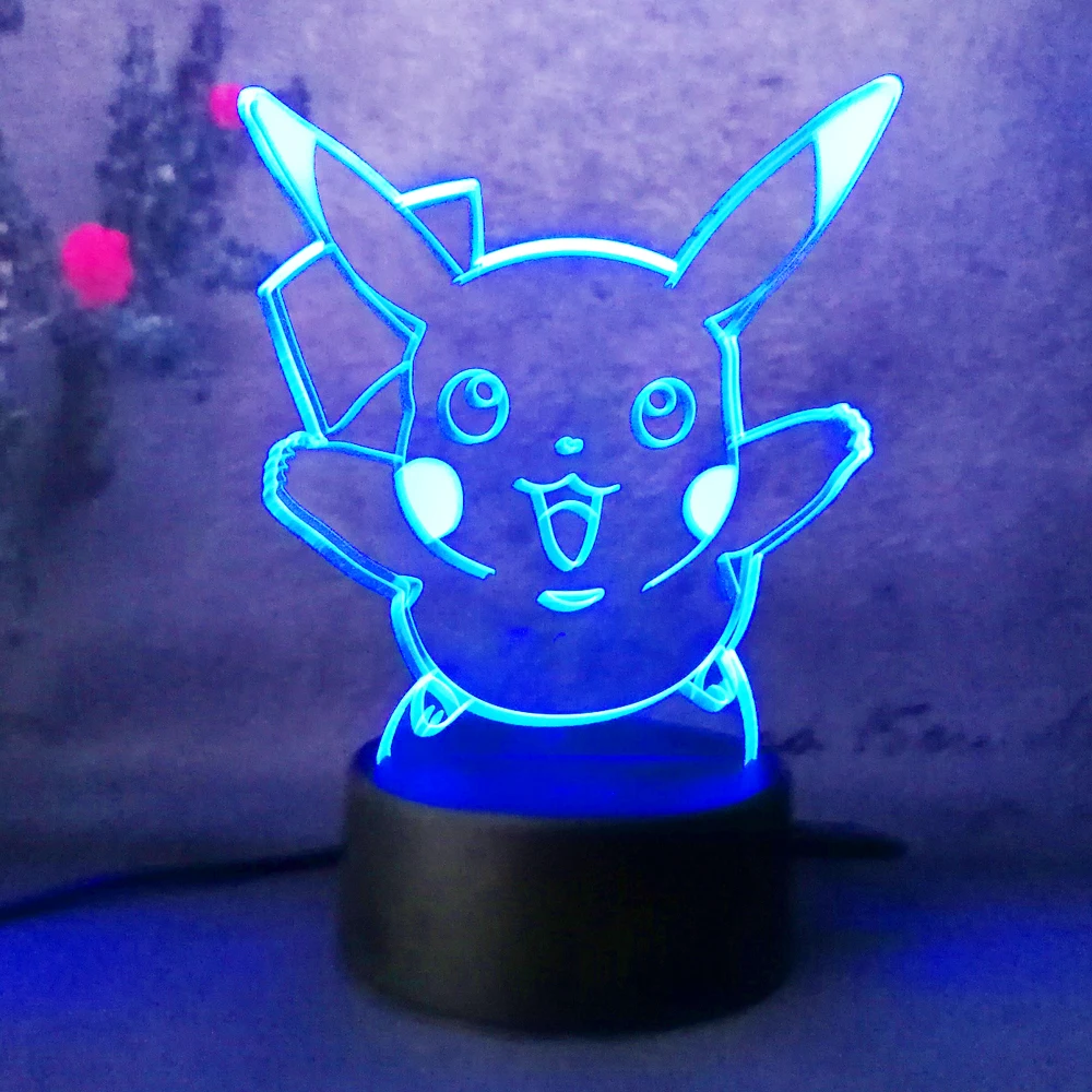Бесплатная доставка 3D Pokemons Go игра для украшения дома животное Рождество Пикачу LED