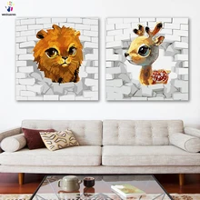 DIY картинки для раскраски по номерам с цветами разбитая стена животное олень картинка с динозавром Рисование Живопись по номерам в рамке дома