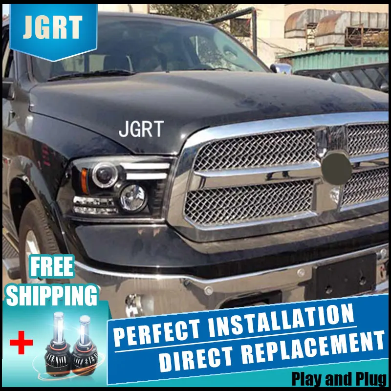 Car Styling  Headlights 2011 for Dodge Ram DoubleU Angel Eye LED DRL Lens Double Beam H7 HID Xenon bi xenon lens