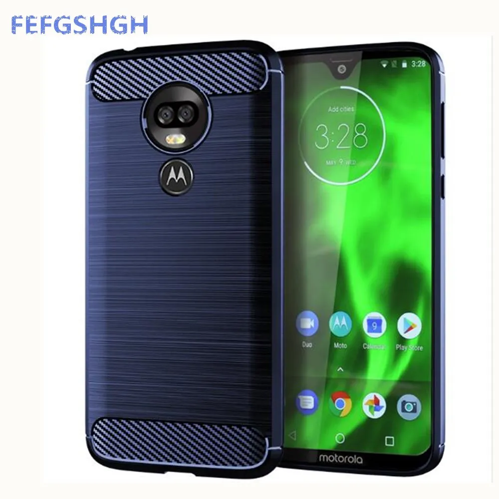 

Carbon Fiber Cover For Motorola One Vision Case Rubber Silicone Phone Cases For Motorola Moto G7 Play G7Plus G7PowerBack Case