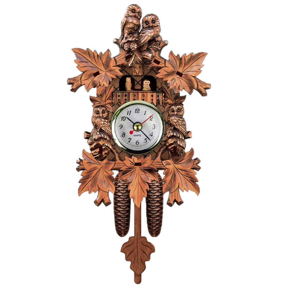 Antique Cuckoo Wall Clock Vintage Wooden Clock Home Decor Excellent Gift Pendulum Clock Craft Art Clock For New House