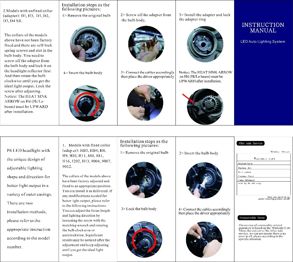 Autoki H7 H11 H4 9005 9006 H1 H3 9004 светодиодные фары P6 lumileds лмз 9000lm 90 Вт автомобиль Светодиодная лампа фары противотуманные фары Conversion Kit