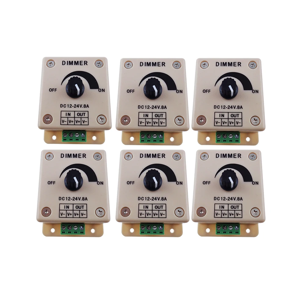 6pcs Led dimmer PC material DC 12 24V 8A Light Dimmer Super light Brightness Adjustable