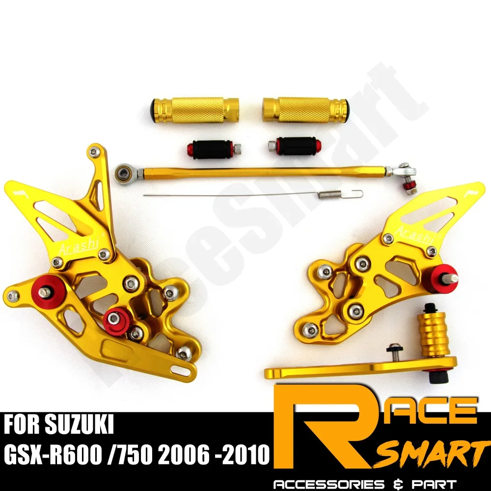 Для SUZUKI GSX-R600 GSXR750 2006-2010 2007 Задние подножки для ног подножки педали аксессуары для мотоциклов CNC регулируемый Rearset