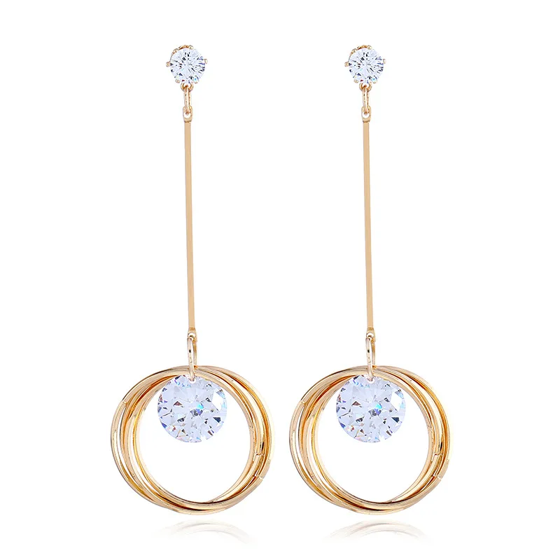 

Popular Crystal Earring of Superbright Zircon Female Korea Temperament Long Ring Eardrop Euramerican Exaggerated Earring