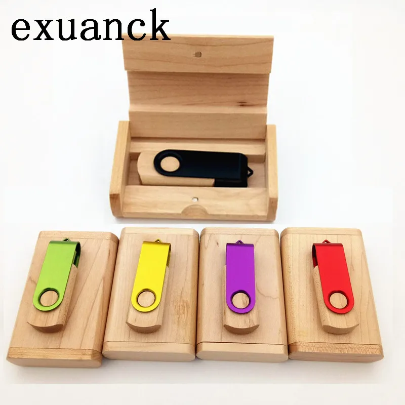 exuanck custom logo usb 2.0 sticks 10 pcs /lot metal clip+ wooden +box 4-32GB flasdh drive laser engrave photografia | Компьютеры и