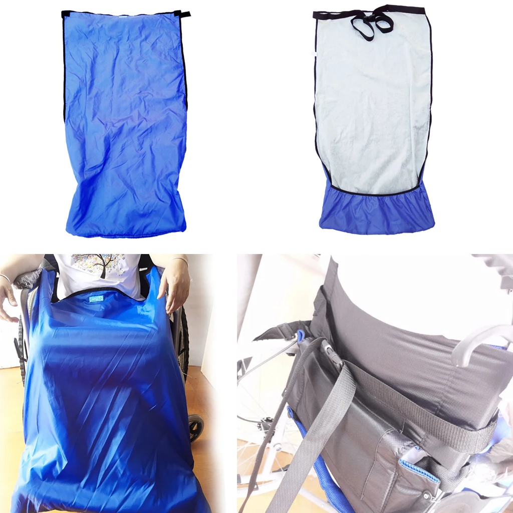 Waterproof Windproof Warmer Wheelchair Cover Blanket with Two Hook Loop Strap - S (110x72 cm) / M(130x72 cm) - Blue