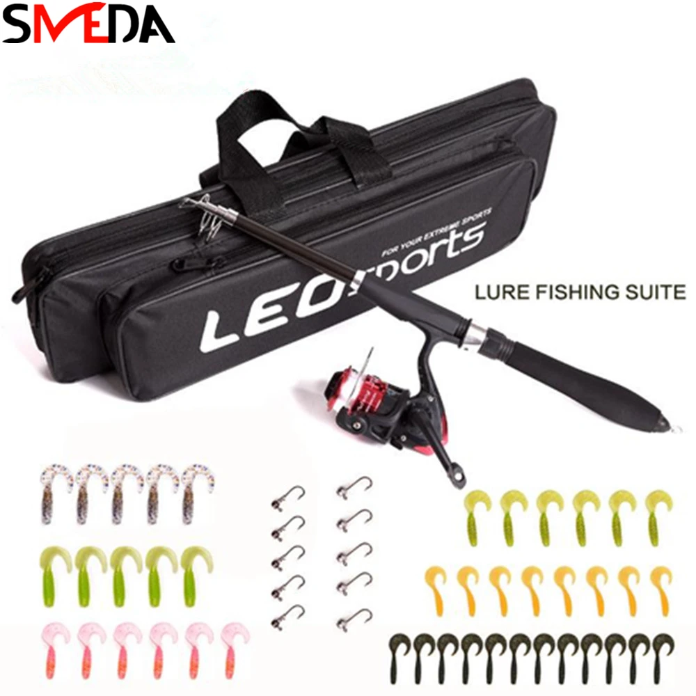 

Telescopic Fishing Pole Combo Set All-in-one Full Kit 6PCS Collapsible Rods Reels Lures Hooks Bag Perfect Fishing Kit Gift for