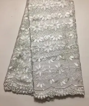 

Free Shipping High Quality African Lace Fabric With Bead Tulle Lace Polyester Material Chemical Nigerian French Net Lace Fabric