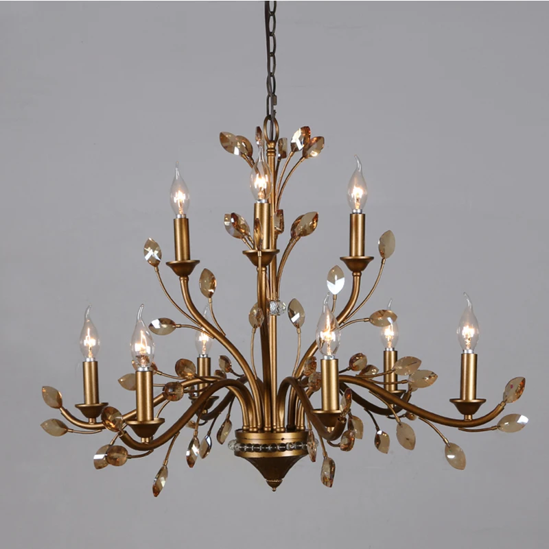 

Phube Lighting American RH Crystal Chandeliers Retro Amber Crystal Chandelier Lustre Light Home Lighting Ceiling lamp