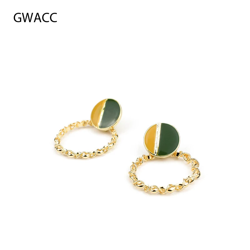 

GWACC Vintage Contrast Color Design Oil Drop Earrings For Women Ring-Earring Original Korea Big Earrings Fashion Jewelry