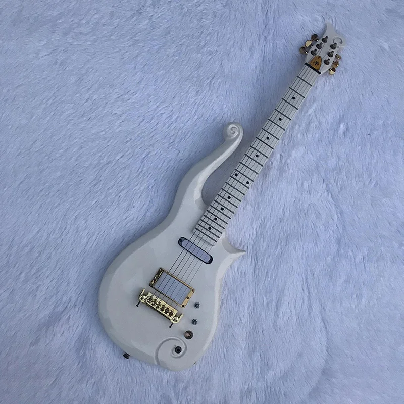 

36-inch silver-white prince cloud shaped electric guitar, body eucalyptus