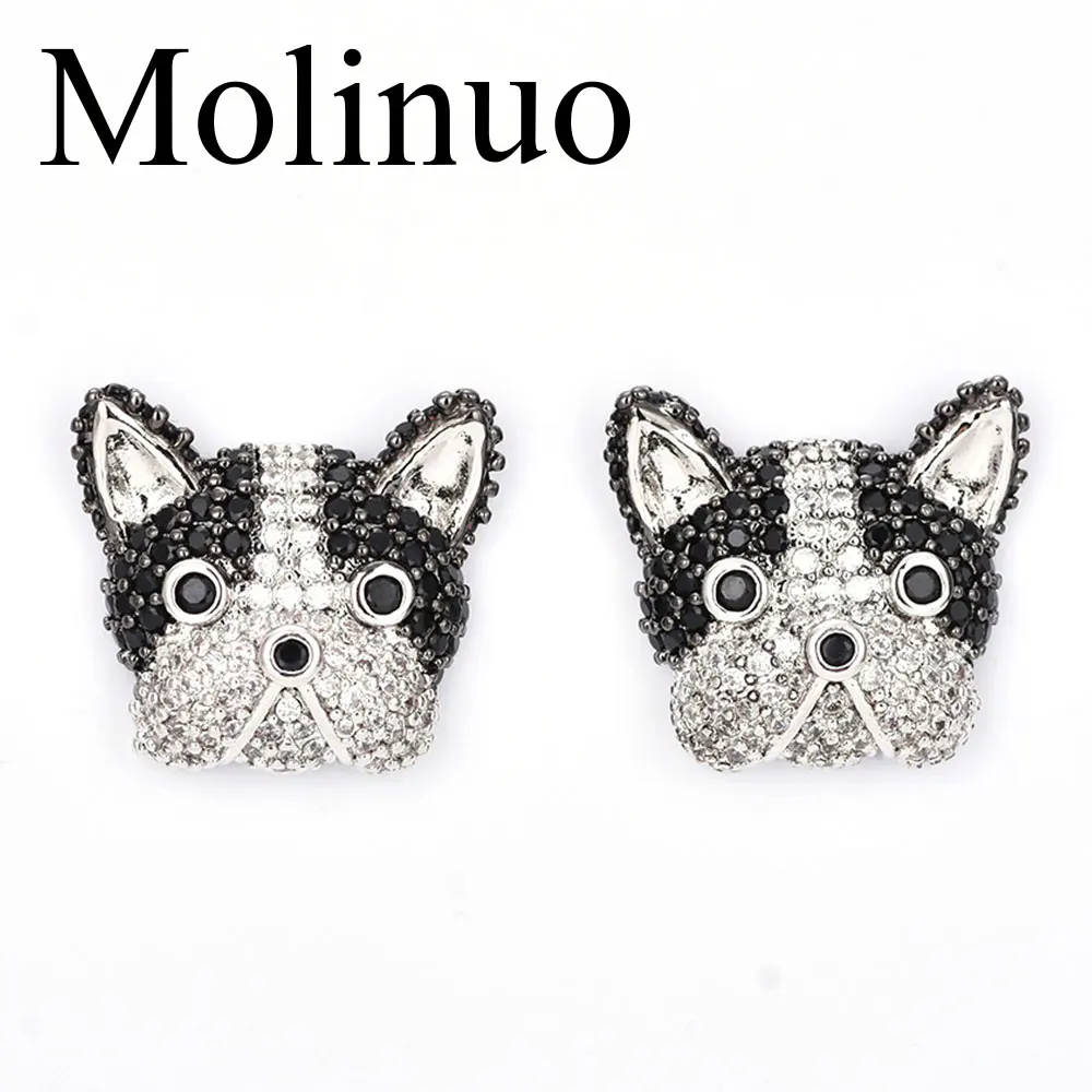 

Molinuo colorful summer jewelry micro pave CZ cute animal dog charm lovely stud earring gift 2019