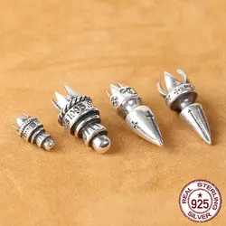 100% S925 стерлингового серебра кулон из бисера spacer Jewelry браслет DIY Cross письма круглый Форма браслет бусины