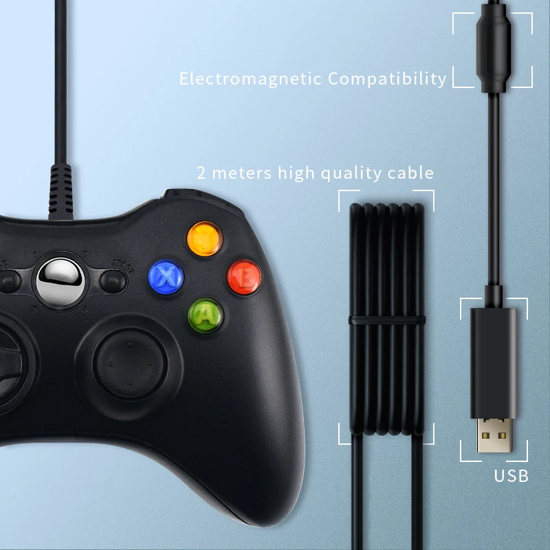 Datový žába USB drátová gamepad pro xbox 360 /slim regulátor pro okna 7/8/10 microsoft PC regulátor podpora pro pára hra