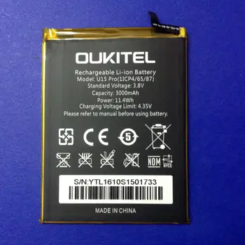 

Original U15 pro Battery New 5.5inch oukitel u15 pro Mobile Phone Battery 3000mAh with Tracking Number