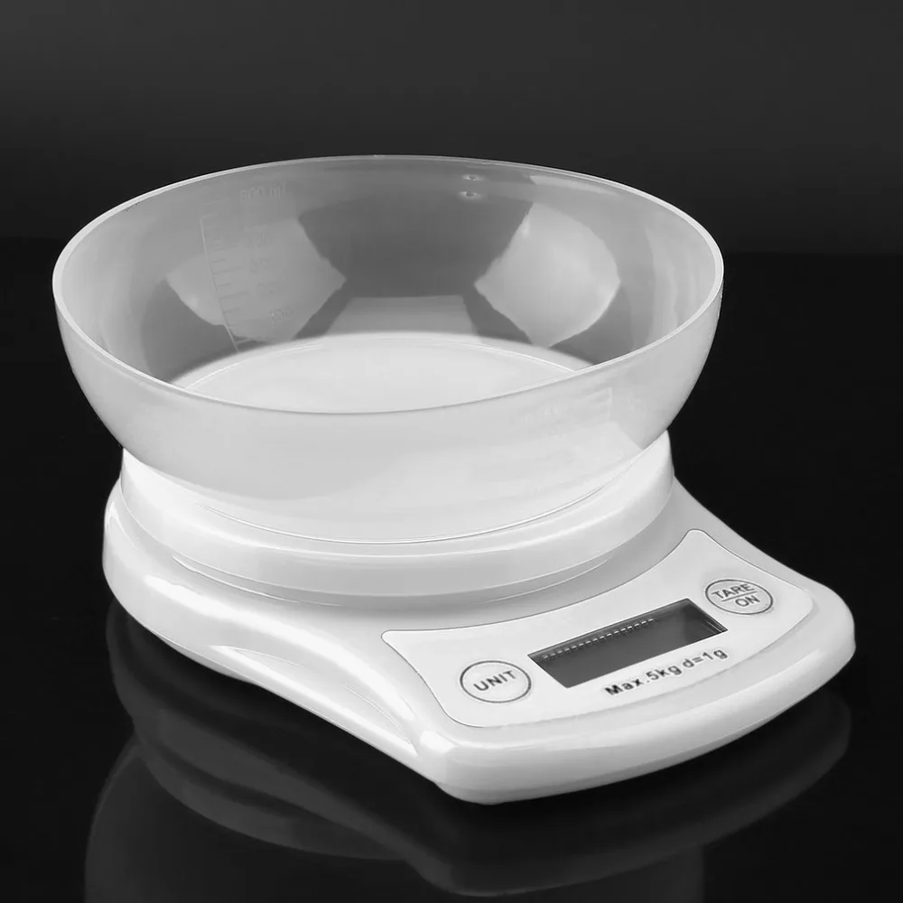 

Electronic Kitchen Scale with Removable Bowl Support Tare Function Auto off for Cooking Baking White Yellow Red